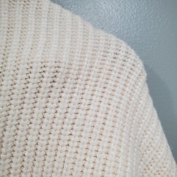 Lovers and Friends Women Ribbed Cream Sweater V-Neck Cutout Turtleneck Knit Sz S - Picture 11 of 14